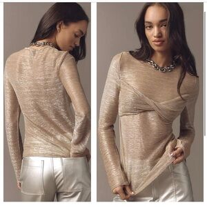 ANTHROPOLOGIE Twist Front Shine Top